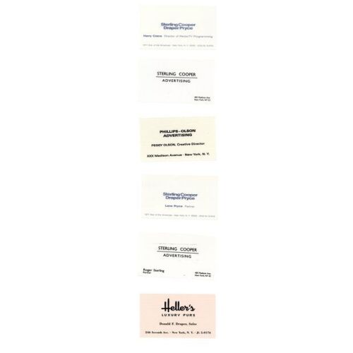 961. Set of Six Business Cards ### MAD MEN (T.V. SERIES, 2007 - 2015)