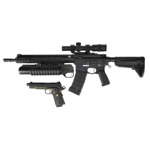 977. Erik "Killmonger" Stevens' (Michael B. Jordan) Stunt BCM Recce-14 KMR-A13 Grenade Launcher and Stunt Springfield Armory 1911 Loaded MC Operator Pistol ### BLACK PANTHER (2018)