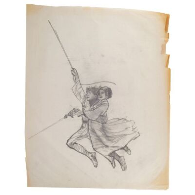 1193. Hand-Drawn Dan Goozee Swashbuckling Luke and Leia Poster Concept Sketch ### STAR WARS: A NEW HOPE (1977)