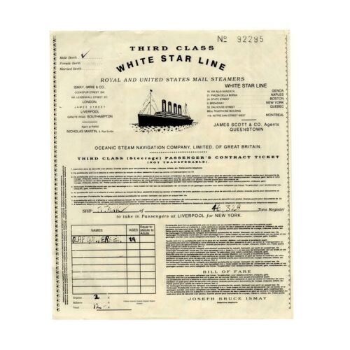 1264. Olaf Gunderson's (Bjorn Olsen) Third Class Titanic Ticket ### TITANIC (1997)