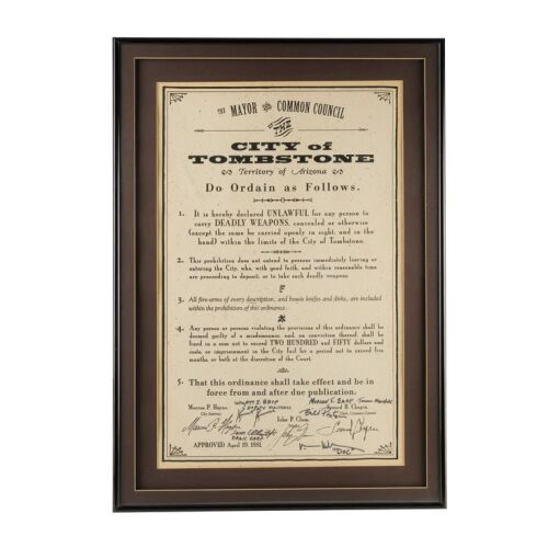 1271. Framed Key Cast-Autographed Production-Made City of Tombstone Common Counsel Laws Notice ### TOMBSTONE (1993)