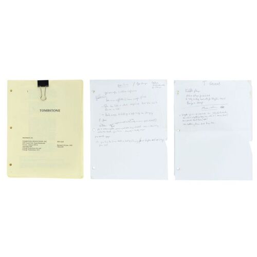 1272. Val Kilmer Collection: Kilmer's Personal Revised Fifth Draft Script with Pair of Handwritten Script Notes ### TOMBSTONE (1993)