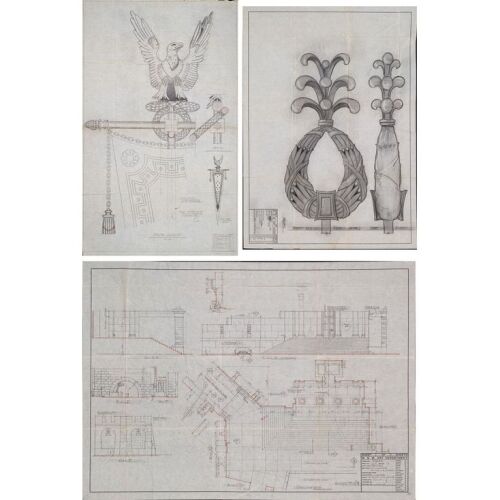 1344. Set of Three Pages of Hand-Drawn Set Design Artwork ### BEN-HUR (1959)