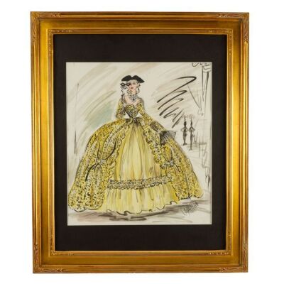 1381. Framed Hand-Painted Edith Head Design Artwork for Frances Stevens' (Grace Kelly) Masquerade Costume ### TO CATCH A THIEF (1955)