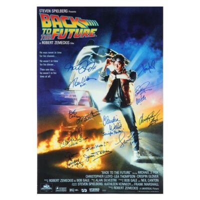 2017. Michael J. Fox, Christopher Lloyd, Huey Lewis, Bob Gale and Others-Autographed ZigZag Commercial Poster ### BACK TO THE FUTURE (1985)