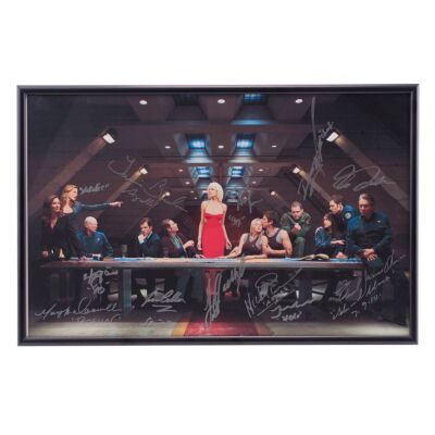 2036. Framed Key Cast-Autographed "Last Supper" Promotional Photo ### BATTLESTAR GALACTICA (T.V. SERIES, 2004 - 2009)