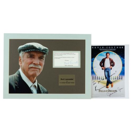 2054. Kevin Costner and James Earl Jones-Autographed Poster Printout with Matted Burt Lancaster Thank-You Note ### FIELD OF DREAMS (1989)