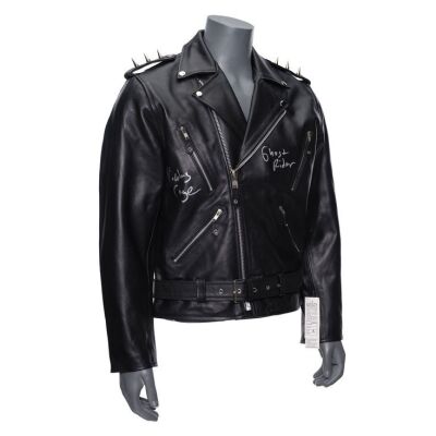 2064. Nicolas Cage-Autographed Ghost Rider's Motorcycle Jacket Replica ### GHOST RIDER (2007)