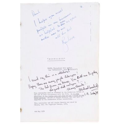 2093. Roger Moore and Michael Lonsdale-Autographed Script ### JAMES BOND: MOONRAKER (1979)