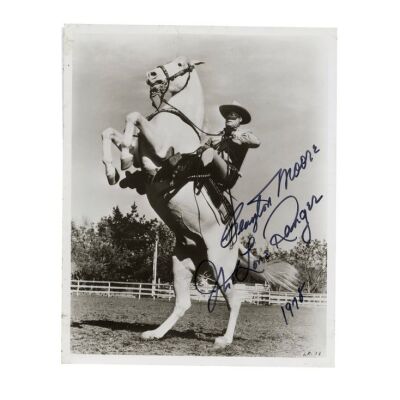 2105. Planet Hollywood Collection: Clayton Moore-Autographed Publicity Photograph ### THE LONE RANGER (T.V. SERIES, 1949-1957)