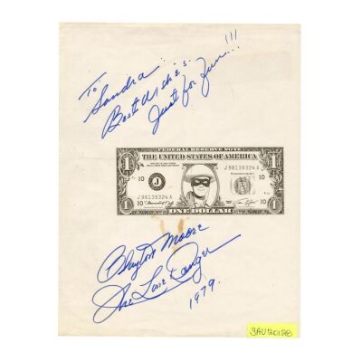 2106. Planet Hollywood Collection: Clayton Moore-Autographed Lone Ranger Dollar Print ### THE LONE RANGER (1956)