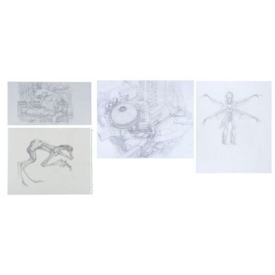1025. Set of Four Hand-drawn Keith Thompson and Allen Williams Concept Sketches of Shatterdomes and Kaiju ### PACIFIC RIM (2013)