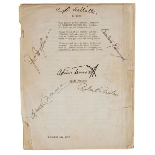 2267. Bound Cast-Autographed Script ### UNION PACIFIC (1939)