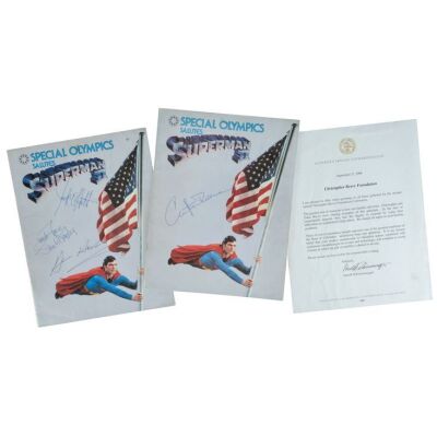 2252. Pair of Cast-Autographed Special Olympics Benefit Screening Programs with Arnold Schwarzenegger Letter for 2006 Christopher Reeve Foundation Celebration ### SUPERMAN II (1980)