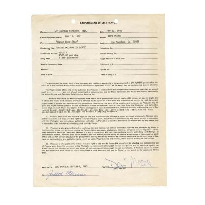 2284. Planet Hollywood Collection: Demi Moore-Signed Employment Contract ### YOUNG DOCTOR'S IN LOVE (1982)