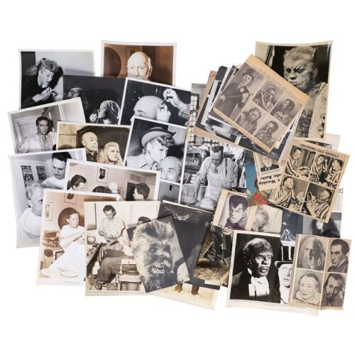 711. Dick Smith Collection: Collection of 17 Photos and 22 Periodical Clippings Regarding Makeup Including Creatures, Historical Settings, Clowns, Bald Caps, and Beards ### VARIOUS PRODUCTIONS