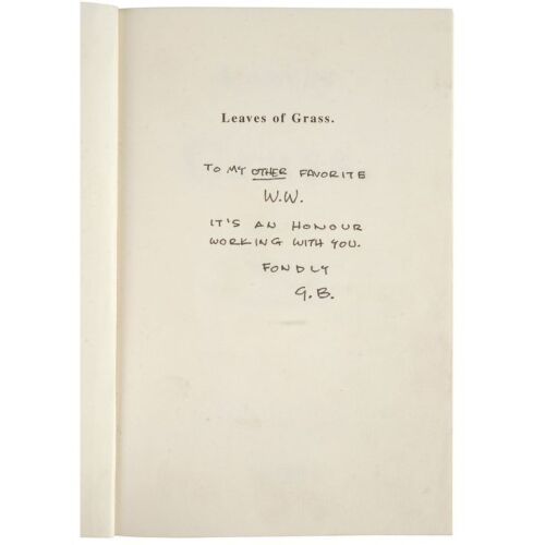 56. Walter White's (as played by Bryan Cranston) Screen-Matched "Leaves of Grass" Poetry Book with Gale Boetticher's (as played by David Costabile) Handwritten "W.W." Inscription ### BREAKING BAD (T.V. SERIES, 2008 - 2013)