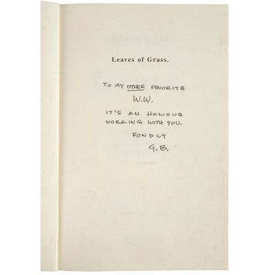 56. Walter White's (as played by Bryan Cranston) Screen-Matched "Leaves of Grass" Poetry Book with Gale Boetticher's (as played by David Costabile) Handwritten "W.W." Inscription ### BREAKING BAD (T.V. SERIES, 2008 - 2013)