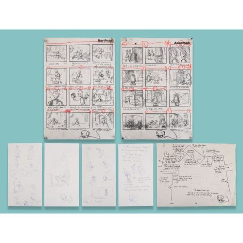 Lot # 3. 'Bring Back Morph' Hand-Drawn Sketches by Sir Peter Lord with Production Storyboards and Designs Autographed by Peter Lord ### MORPH (2013)