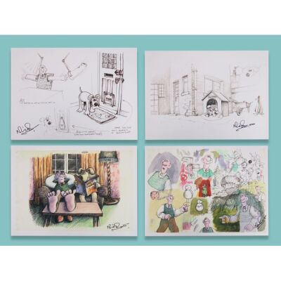 Lot # 9. Four Production Prints of Early Wallace and Gromit Concept and Character Development Art Signed by Nick Park ### WALLACE & GROMIT
