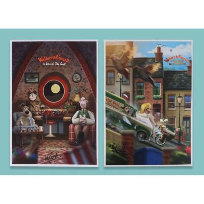 Lot # 14. Pair of Promotional Prints Signed by Nick Park ### WALLACE & GROMIT: A GRAND DAY OUT (1989)/WALLACE & GROMIT: A MATTER OF LOAF AND DEATH (2008)