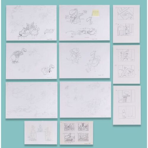 Lot # 16. Hand-Drawn Mita Copiers 1993 "Dinosaur Office" Commercial Concept Artwork and Storyboards by Michael Salter ### AARDMAN ANIMATIONS