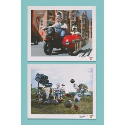 Lot # 17. Pair of Promotional Stills Signed by Nick Park ### WALLACE & GROMIT: A CLOSE SHAVE (1995)/WALLACE AND GROMIT'S CRACKING CONTRAPTIONS (2002)