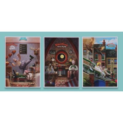 Lot # 26. Set of Three Poster Prints Signed by Nick Park ### WALLACE & GROMIT: A GRAND DAY OUT (1989)/WALLACE & GROMIT: THE WRONG TROUSERS (1993)/WALLACE & GROMIT: A MATTER OF LOAF AND DEATH (2008)