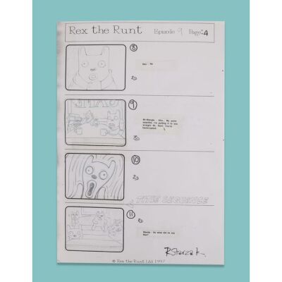 Lot # 27. Hand-Drawn Production Storyboard ### REX THE RUNT (TV SERIES, 1998)