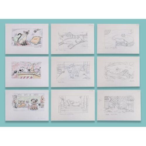 Lot # 39. Set of Nine Hand-Drawn Character Concept Artwork by Sylvia Bull ### CREATURE COMFORTS (T.V. SERIES, 2003&ndash;2006)
