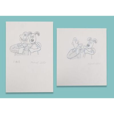 Lot # 65. Pair of Hand-Drawn Concept Artworks by Michael Salter ### WALLACE & GROMIT COMIC STRIP (2005-2007)