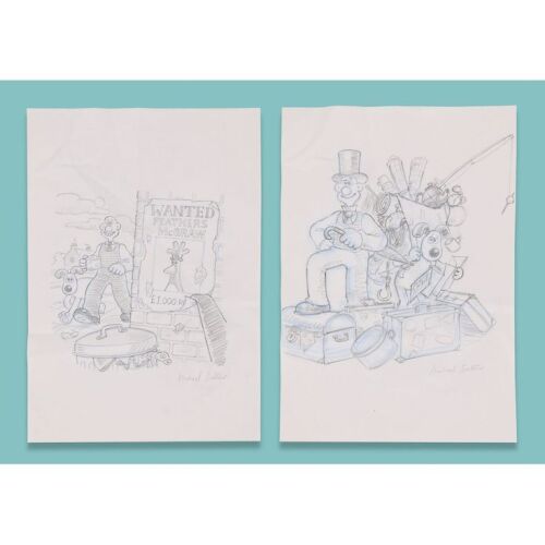 Lot # 66. Pair of Hand-Drawn Concept Artworks by Michael Salter ### WALLACE & GROMIT COMIC STRIP (2005-2007)
