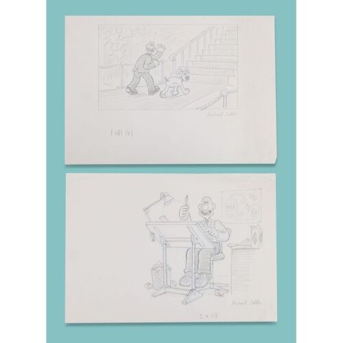 Lot # 67. Pair of Hand-Drawn Concept Artworks by Michael Salter ### WALLACE & GROMIT COMIC STRIP (2005-2007)