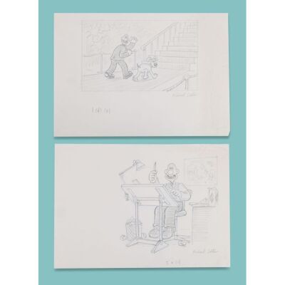 Lot # 67. Pair of Hand-Drawn Concept Artworks by Michael Salter ### WALLACE & GROMIT COMIC STRIP (2005-2007)