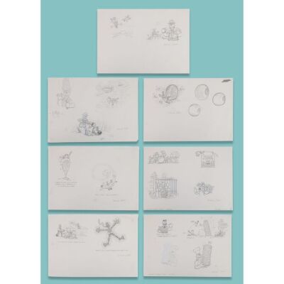 Lot # 68. Collection of Seven Pages of Hand-Drawn Concept Artwork by Michael Salter ### WALLACE & GROMIT COMIC STRIP (2005-2007)