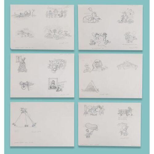 Lot # 69. Collection of Six Pages of Hand-Drawn Concept Artwork by Michael Salter ### WALLACE & GROMIT COMIC STRIP (2005-2007)