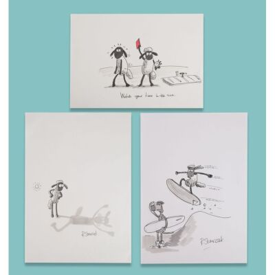 Lot # 90. Three Pages of Concept Artwork Hand-Drawn and Hand-Painted by Richard Starzak ### SHAUN THE SHEEP (TV SERIES, 2007-2025)