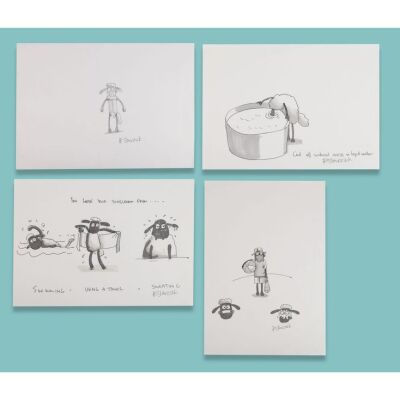 Lot # 94. Four Pages of Concept Artwork Hand-Drawn and Hand-Painted by Richard Starzak ### SHAUN THE SHEEP (TV SERIES, 2007-2025)