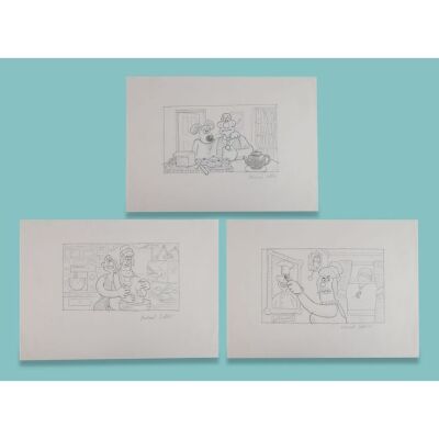 Lot # 101. Three Pages of Hand-Drawn "BBC Pitch" Artworks by Michael Salter ### WALLACE & GROMIT: A MATTER OF LOAF AND DEATH (2008)