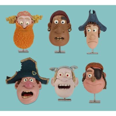 Lot # 117. Collection of Six Pirate Crew Character Heads ### PIRATES! IN AN ADVENTURE WITH SCIENTISTS! THE, (2012)