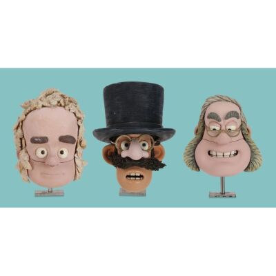 Lot # 121. Feathered Charles Darwin, Mr Bobo as "Shadowy Figure" and Fat Robert Stop-Motion Puppet Heads ### PIRATES! IN AN ADVENTURE WITH SCIENTISTS! THE, (2012)