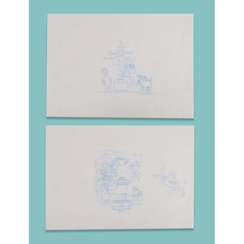 Lot # 148. Pair of Hand-Drawn Concept Artworks for A Grand Experience Land's End 2018 and Farmageddon ### AARDMAN ANIMATIONS