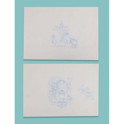 Lot # 148. Pair of Hand-Drawn Concept Artworks for A Grand Experience Land's End 2018 and Farmageddon ### AARDMAN ANIMATIONS
