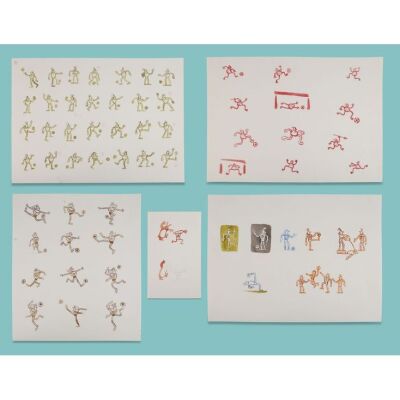 Lot # 152. Five Pages of Graphically Designed and Hand-Coloured Cave Paintings by Gavin Lines ### EARLY MAN (2018)