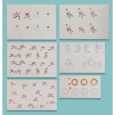Lot # 161. Six Pages of Graphically Designed and Hand-Coloured Cave Paintings by Gavin Lines ### EARLY MAN (2018)