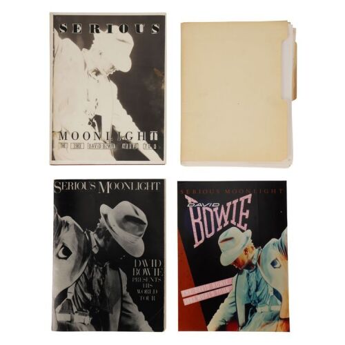 Lot # 70A. The Denis O'Regan Collection: David Bowie's Serious Moonlight: The World Tour 1984 Book Uncorrected Proof Copy, David Bowie Hand-Annotated Draft Text Pages, Alternative Cover and Sample Cover Artwork ### DAVID BOWIE