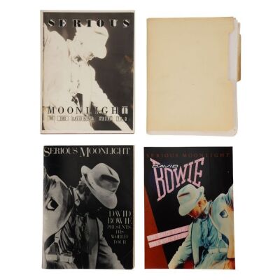 Lot # 70A. The Denis O'Regan Collection: David Bowie's Serious Moonlight: The World Tour 1984 Book Uncorrected Proof Copy, David Bowie Hand-Annotated Draft Text Pages, Alternative Cover and Sample Cover Artwork ### DAVID BOWIE
