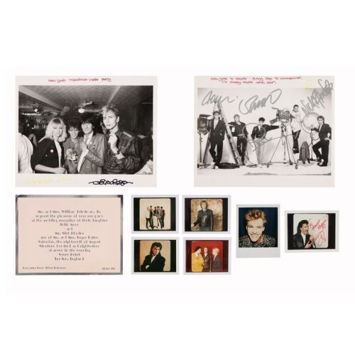 Lot # 87. The Denis O'Regan Collection: Band-Autographed New York Studio Print, John Taylor-Autographed Polaroid, Hard Rock Cafe Opening Party Print, Nick Rhodes Wedding Invite and Five Other Polaroids ### DURAN DURAN