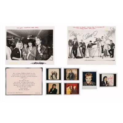 Lot # 87. The Denis O'Regan Collection: Band-Autographed New York Studio Print, John Taylor-Autographed Polaroid, Hard Rock Cafe Opening Party Print, Nick Rhodes Wedding Invite and Five Other Polaroids ### DURAN DURAN