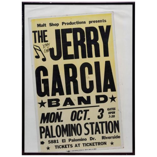 Lot # 105. Framed Jerry Garcia-Autographed Colby Poster Printing Co. Poster, circa 1983 ### JERRY GARCIA BAND